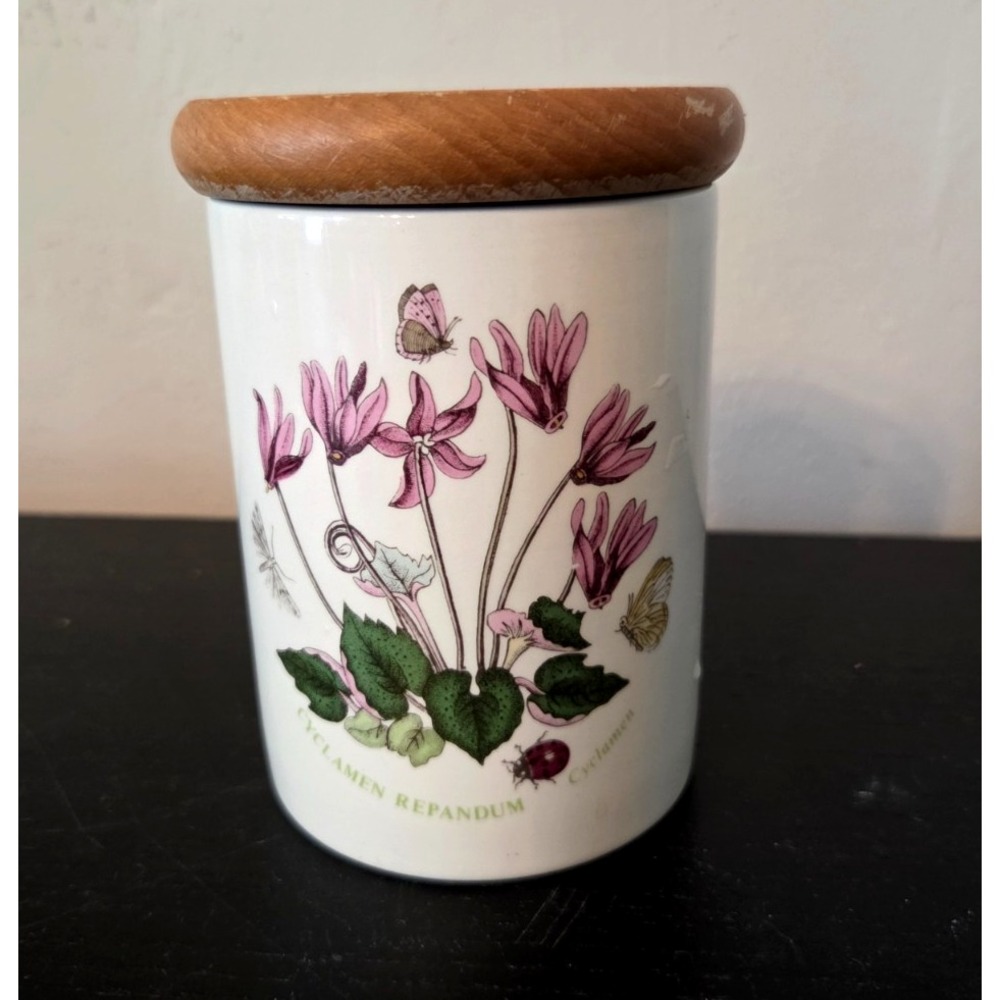 Portmeirion Botanic Garden Canister w/ Lid Cyclamen Repandum 4.5''